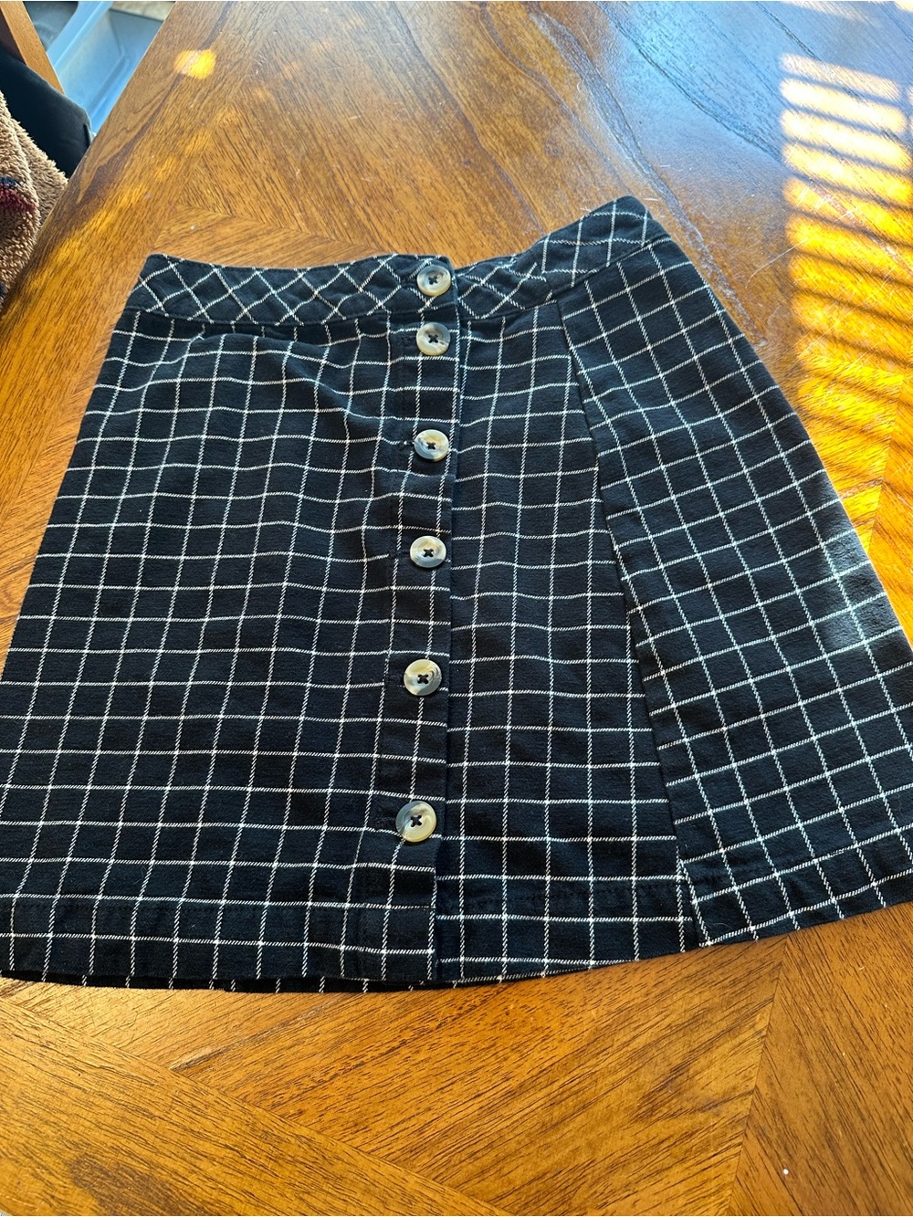 Button-Front Plaid Mini Skirt - Black/White size 4